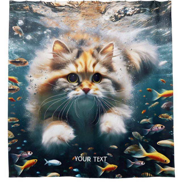 Fantasy Niedlich Cat Baden Unterwasser Duschvorhang (Vorderseite)
