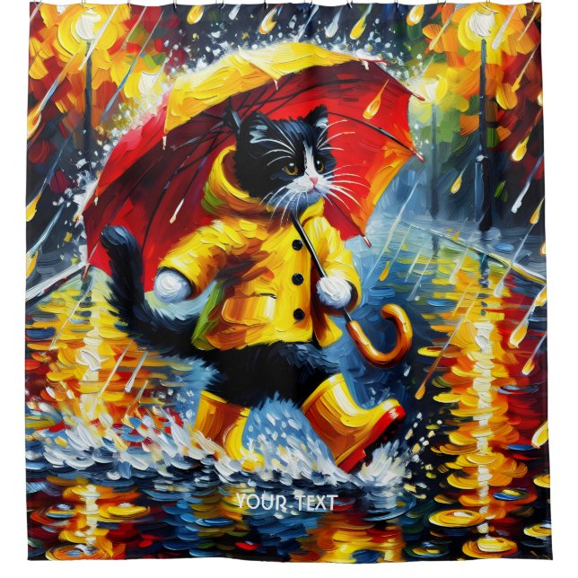 Fantasy Niedlich Cat Boots Regenschirm Duschvorhang (Vorderseite)
