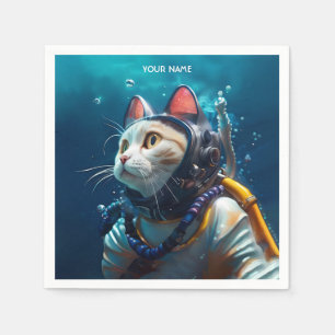 Fantasy Niedlich Cat Diver Serviette