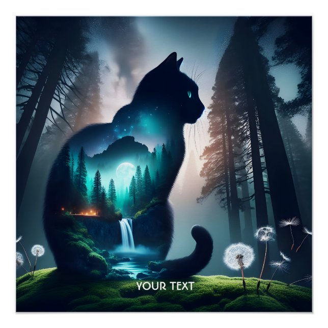 Fantasy Niedlich Cat Double Exposition Poster (Vorderseite)