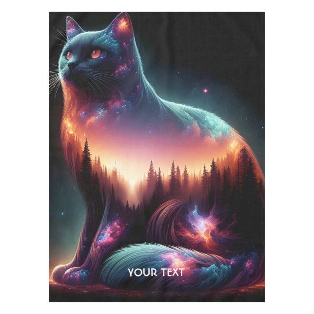 Fantasy Niedlich Cat Double Exposition Tischdecke (Vorderseite)