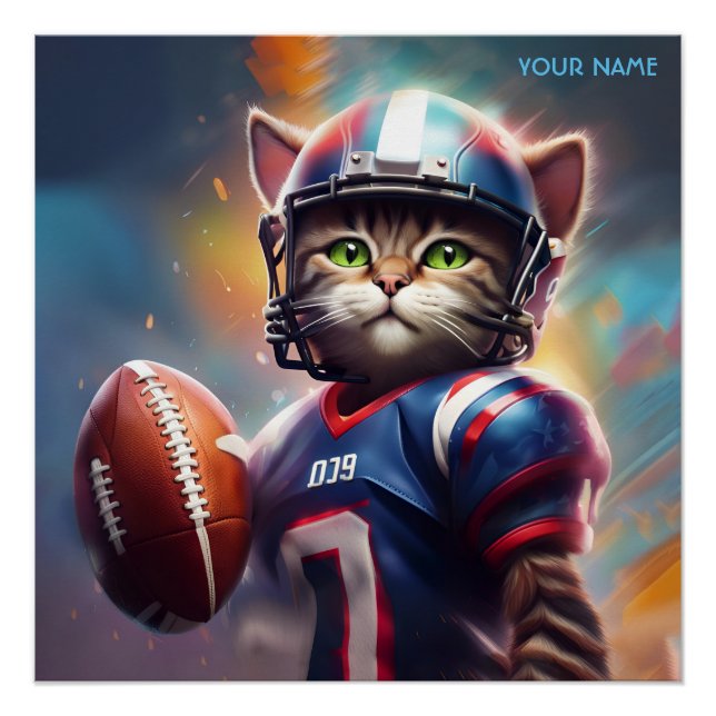 Fantasy Niedlich Cat Football Uniform Poster (Vorderseite)