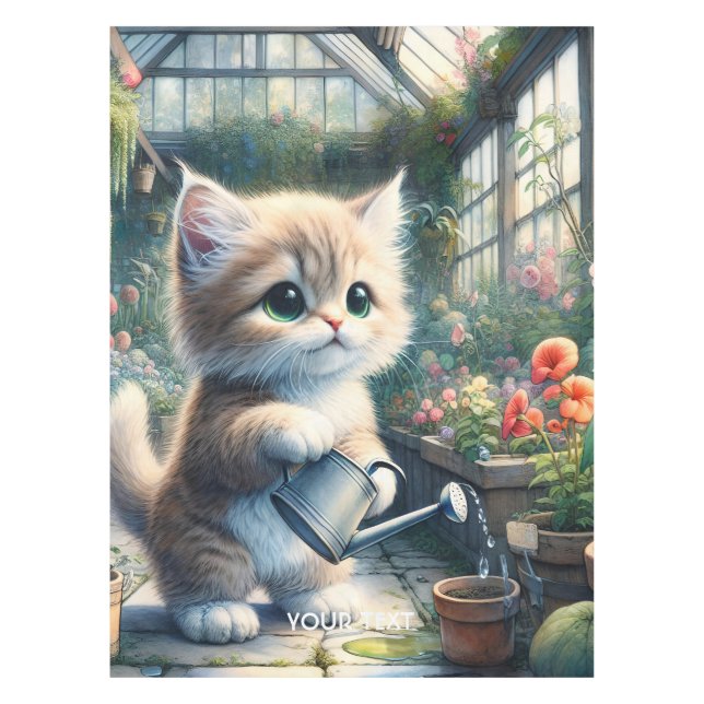 Fantasy Niedlich Cat Garden Blume Tischdecke (Vorderseite)