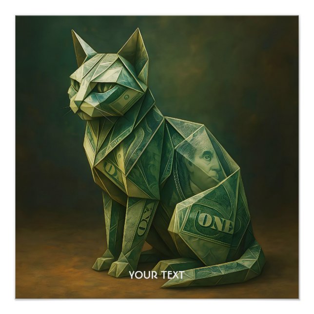 Fantasy Niedlich Cat Money Origami Poster (Vorderseite)
