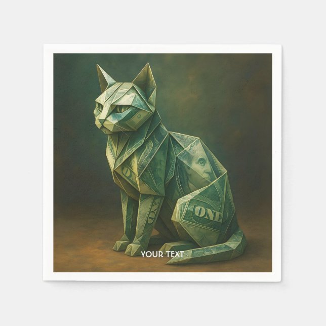 Fantasy Niedlich Cat Money Origami Serviette (Vorderseite)