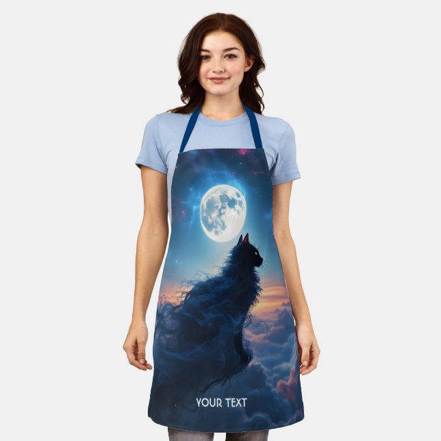 Fantasy Niedlich Cat Moon Wolken Schürze (Getragen)