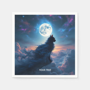 Fantasy Niedlich Cat Moon Wolken Serviette