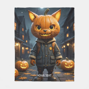 Fantasy Niedlich Cat Pumpkin Halloween Fleecedecke