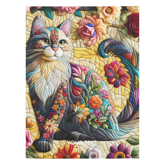 Fantasy Niedlich Cat Stached Glass Tischdecke (Vorderseite)