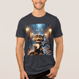 Fantasy Niedlich Chat Playing Banjo Tri-Blend Shirt