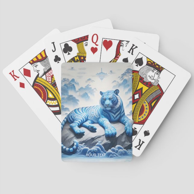 Fantasy Niedlich Chinese Blue Tiger Spielkarten (Rückseite)