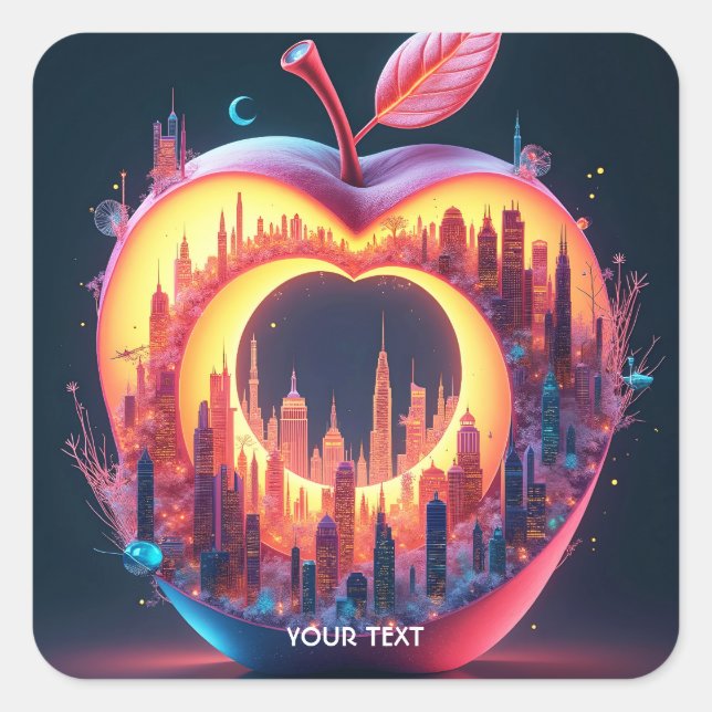 Fantasy Niedlich City Inside Fruit Quadratischer Aufkleber (Vorderseite)