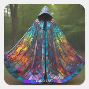 Fantasy Niedlich Cloak Hartglas Quadratischer Aufkleber