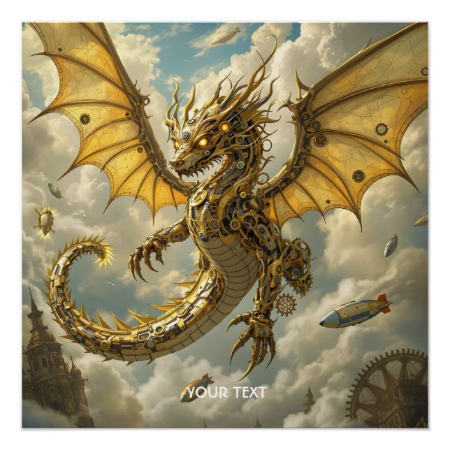 Fantasy Niedlich Clockwork Dragon Skies Poster (Vorderseite)