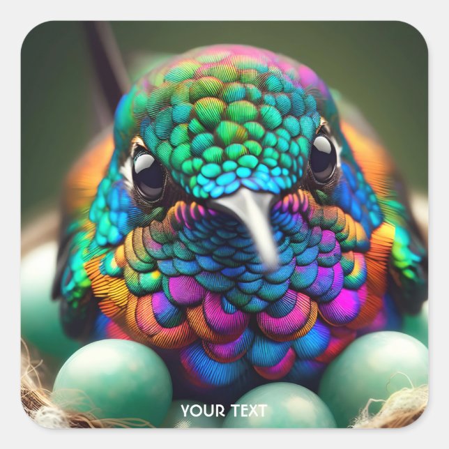 Fantasy Niedlich Closeup Vibranly Bird Quadratischer Aufkleber (Vorderseite)