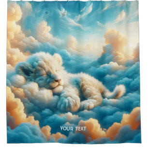 Fantasy Niedlich Clouds Baby Lion Duschvorhang