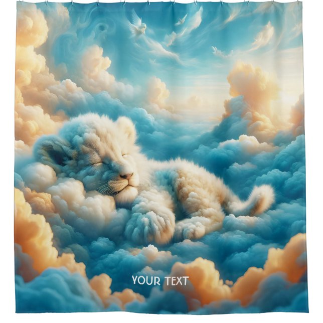 Fantasy Niedlich Clouds Baby Lion Duschvorhang (Vorderseite)