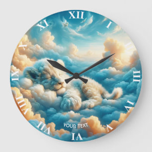 Fantasy Niedlich Clouds Baby Lion Große Wanduhr