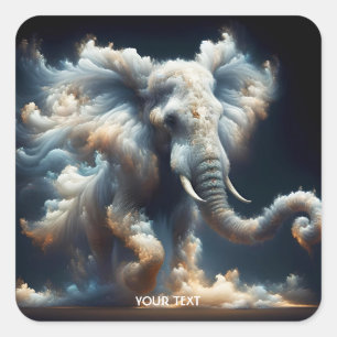 Fantasy Niedlich Clouds Elephant Smoke Quadratischer Aufkleber