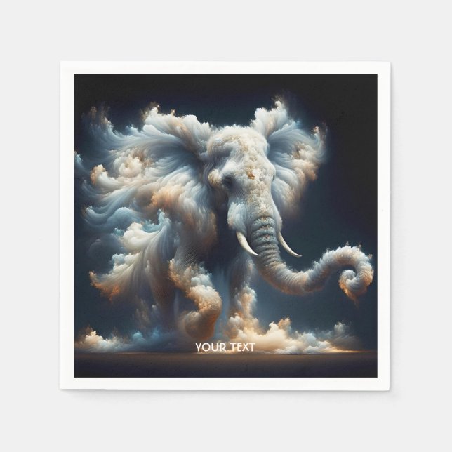 Fantasy Niedlich Clouds Elephant Smoke Serviette (Vorderseite)
