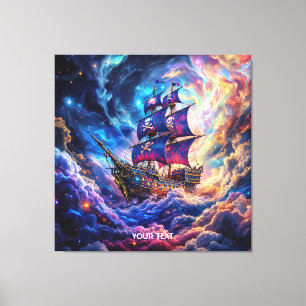 Fantasy Niedlich Clouds Ship Space Leinwanddruck