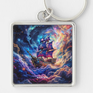 Fantasy Niedlich Clouds Ship Space Schlüsselanhänger
