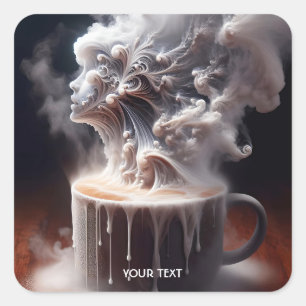 Fantasy Niedlich Coffee Morning Dreams Quadratischer Aufkleber