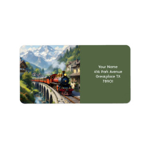 Fantasy Niedlich Crimson Antique Train Adressaufkleber