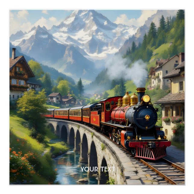 Fantasy Niedlich Crimson Antique Train Poster (Vorderseite)