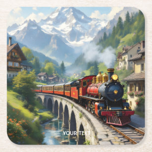 Fantasy Niedlich Crimson Antique Train Rechteckiger Pappuntersetzer