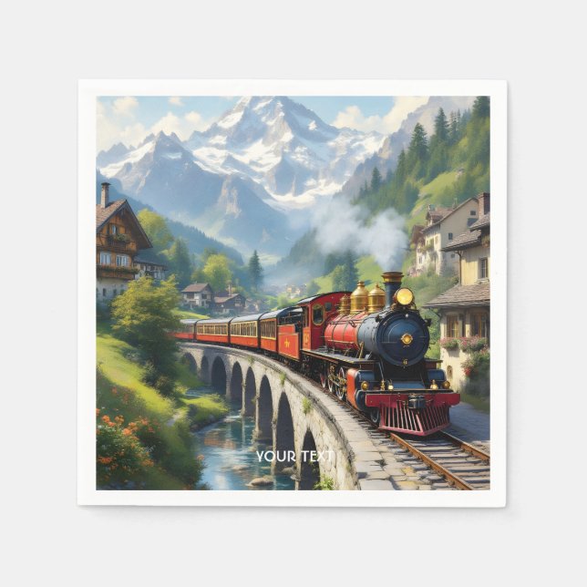Fantasy Niedlich Crimson Antique Train Serviette (Vorderseite)