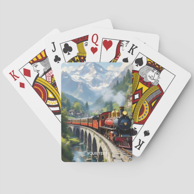 Fantasy Niedlich Crimson Antique Train Spielkarten (Rückseite)