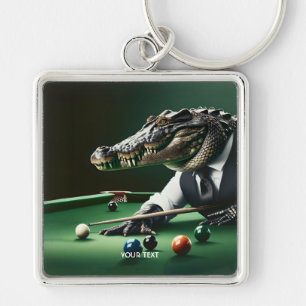 Fantasy Niedlich Crocodiard spielen Billiard Schlüsselanhänger