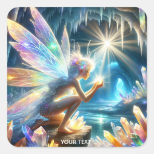 Fantasy Niedlich Crystals Höhle Light Quadratischer Aufkleber