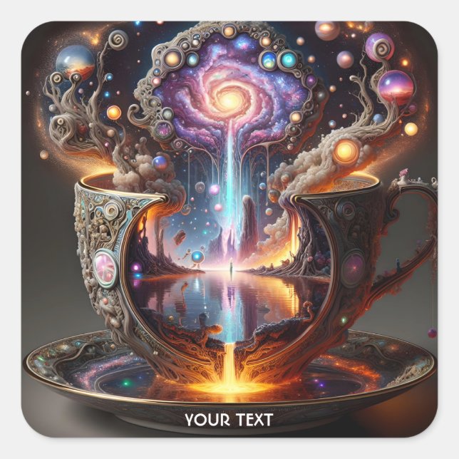Fantasy Niedlich Cup Lava Space Quadratischer Aufkleber (Vorderseite)