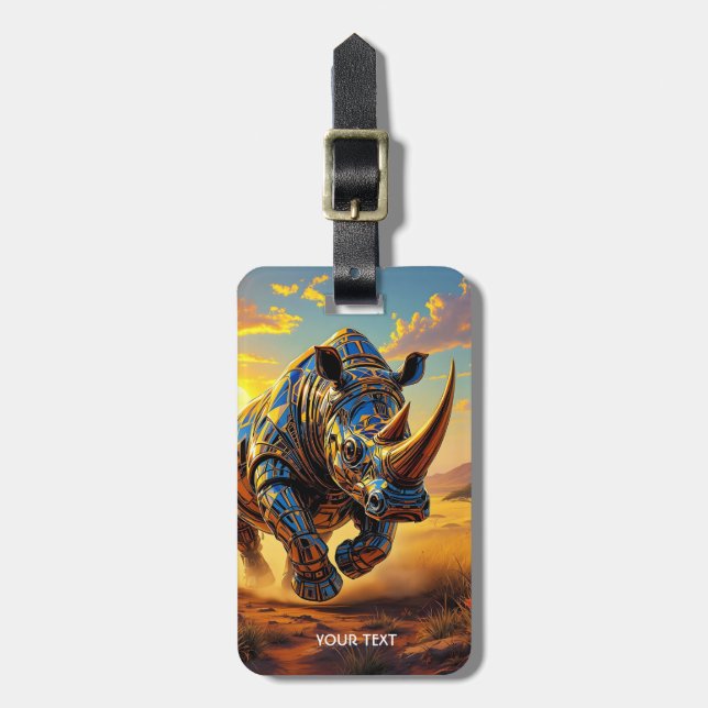 Fantasy Niedlich Cyber Rhino Wüste Gepäckanhänger (Vorderseite vertikal)