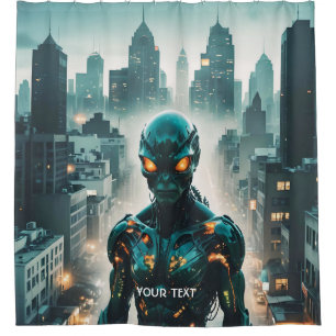 Fantasy Niedlich Cyborg Abend City Duschvorhang