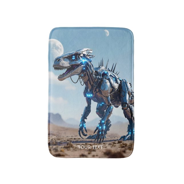 Fantasy Niedlich Cyborg Dinosaur-Wüste Badematte (Vorderseite Vertikal)