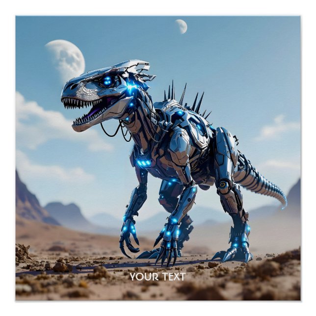 Fantasy Niedlich Cyborg Dinosaur-Wüste Poster (Vorderseite)