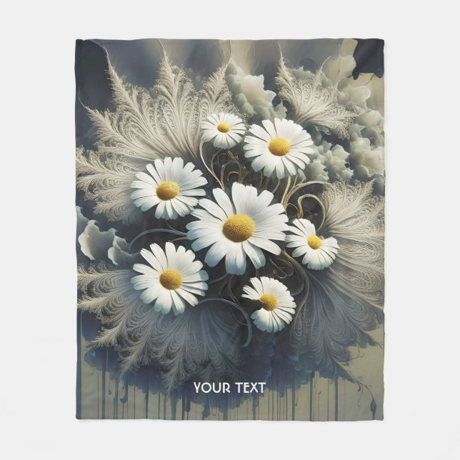 Fantasy Niedlich Daisy Blume Filigree Fleecedecke (Vorderseite)