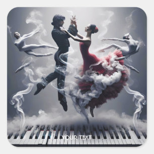 Fantasy Niedlich Dancer Ballerina Piano Quadratischer Aufkleber
