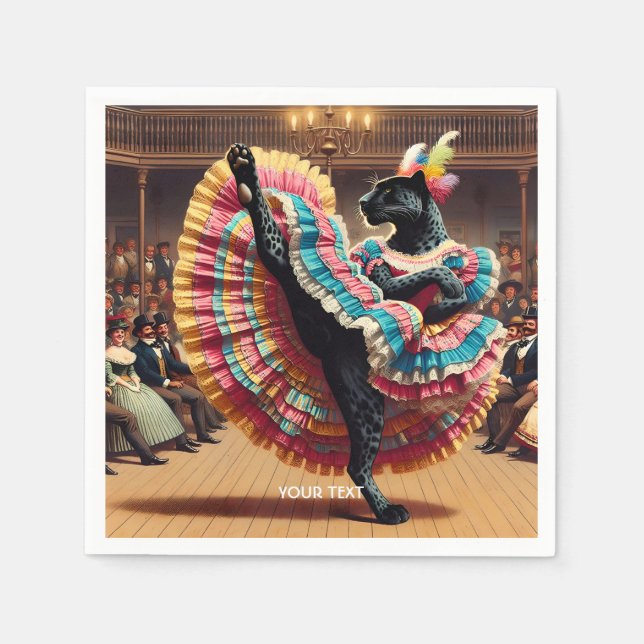 Fantasy Niedlich Dancing Panther Crowd Serviette (Vorderseite)