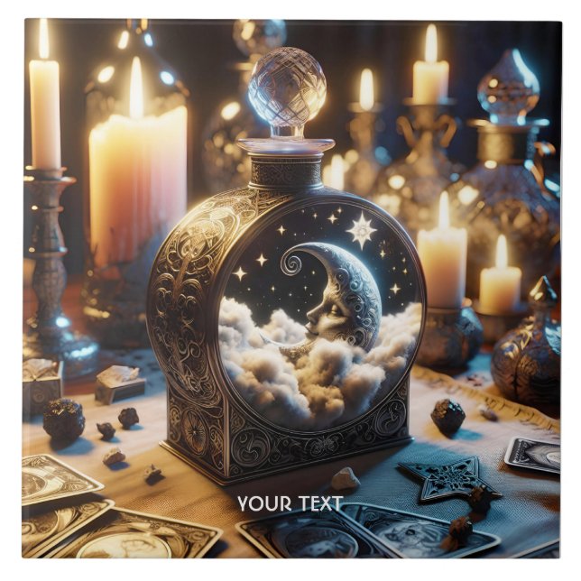 Fantasy Niedlich Decanter Moon Night Fliese (Vorderseite)