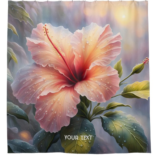 Fantasy Niedlich Delicate Hibiskus Blume Duschvorhang (Vorderseite)