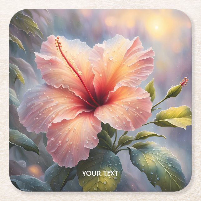 Fantasy Niedlich Delicate Hibiskus Blume Rechteckiger Pappuntersetzer (Vorderseite)