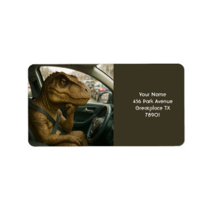 Fantasy Niedlich Dinosaur Autofahrer Auto Adressaufkleber