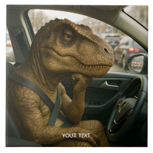 Fantasy Niedlich Dinosaur Autofahrer Auto Fliese