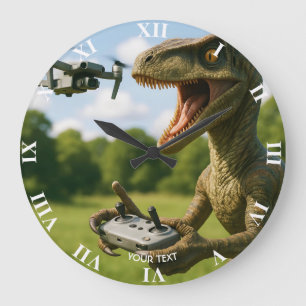 Fantasy Niedlich Dinosaur Drone Forest Große Wanduhr