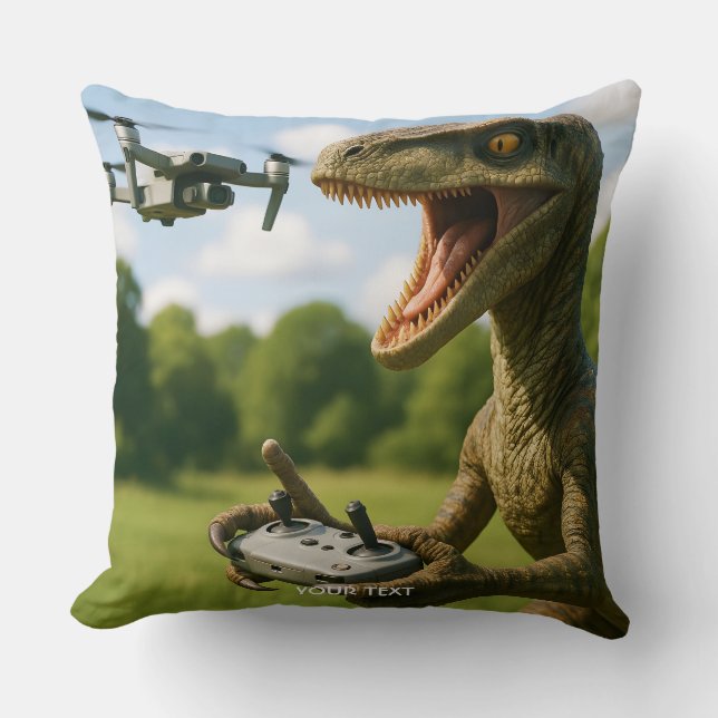 Fantasy Niedlich Dinosaur Drone Forest Kissen (Vorderseite)