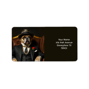 Fantasy Niedlich Dog Black Anzug Adressaufkleber